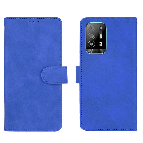 Custodia Portafoglio In Pelle Cover con Supporto L01Z per Oppo F19 Pro+ Plus 5G Blu