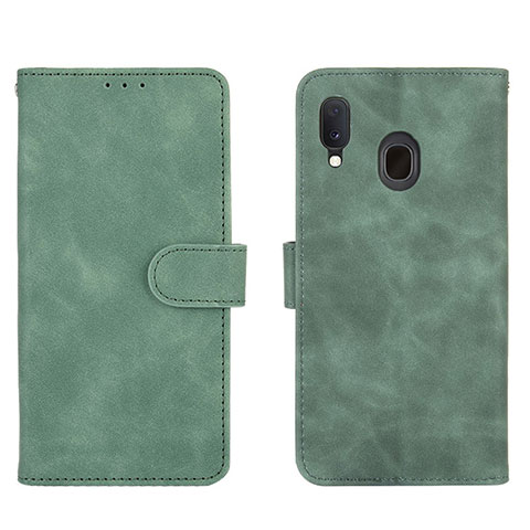 Custodia Portafoglio In Pelle Cover con Supporto L01Z per Samsung Galaxy M10S Verde