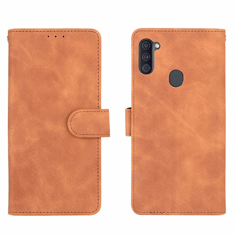 Custodia Portafoglio In Pelle Cover con Supporto L01Z per Samsung Galaxy M11 Marrone