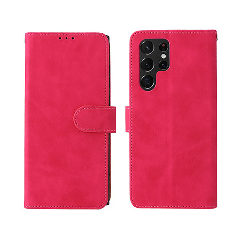 Custodia Portafoglio In Pelle Cover con Supporto L01Z per Samsung Galaxy S21 Ultra 5G Rosa Caldo