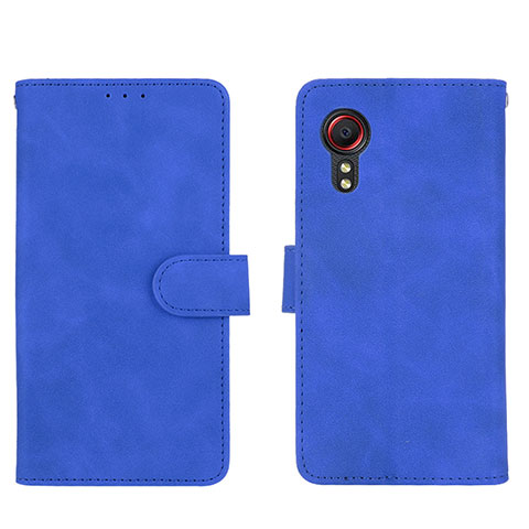Custodia Portafoglio In Pelle Cover con Supporto L01Z per Samsung Galaxy XCover 5 SM-G525F Blu