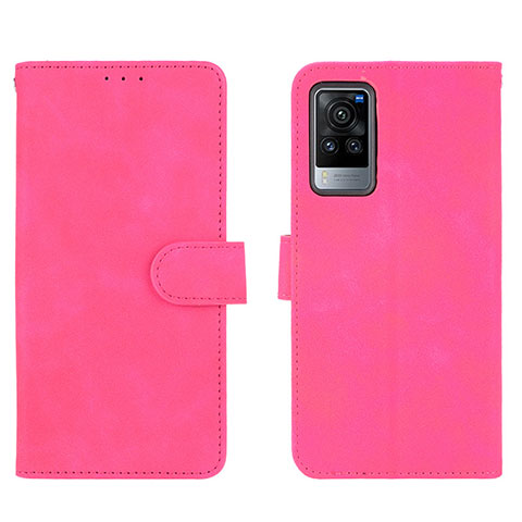 Custodia Portafoglio In Pelle Cover con Supporto L01Z per Vivo X60 Pro 5G Rosa Caldo