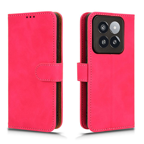 Custodia Portafoglio In Pelle Cover con Supporto L01Z per Xiaomi Mi 14 5G Rosa Caldo