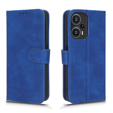 Custodia Portafoglio In Pelle Cover con Supporto L01Z per Xiaomi Poco F5 5G Blu