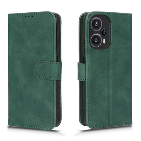 Custodia Portafoglio In Pelle Cover con Supporto L01Z per Xiaomi Poco F5 5G Verde