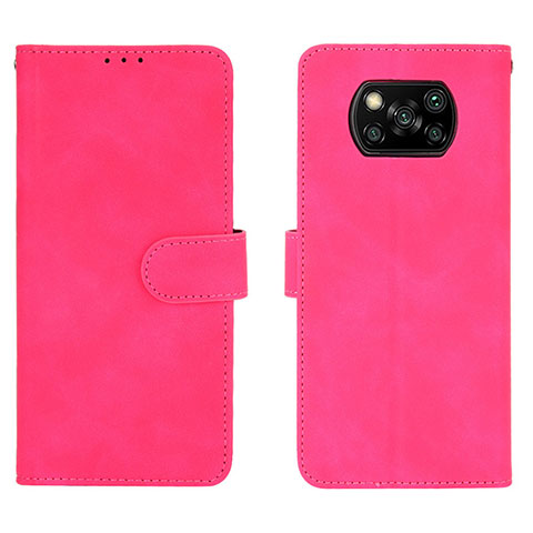 Custodia Portafoglio In Pelle Cover con Supporto L01Z per Xiaomi Poco X3 NFC Rosa Caldo