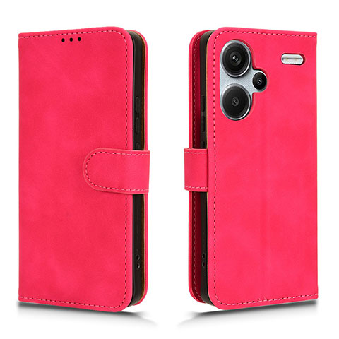 Custodia Portafoglio In Pelle Cover con Supporto L01Z per Xiaomi Redmi Note 13 Pro+ Plus 5G Rosa Caldo