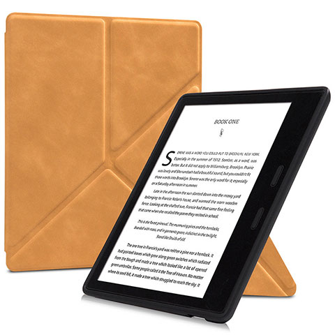 Custodia Portafoglio In Pelle Cover con Supporto L02 per Amazon Kindle Oasis 7 inch Arancione