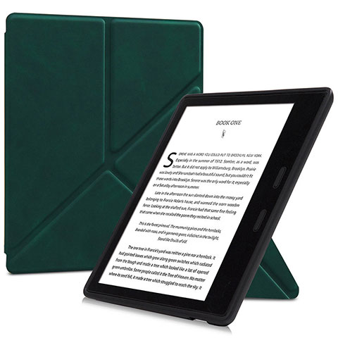 Custodia Portafoglio In Pelle Cover con Supporto L02 per Amazon Kindle Oasis 7 inch Verde