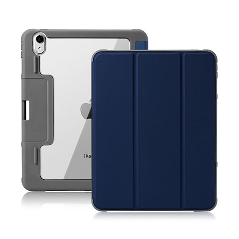 Custodia Portafoglio In Pelle Cover con Supporto L02 per Apple iPad Air 10.9 (2020) Blu Notte