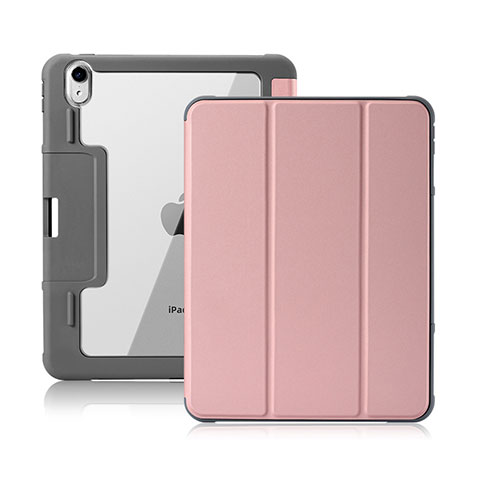 Custodia Portafoglio In Pelle Cover con Supporto L02 per Apple iPad Air 10.9 (2020) Rosa