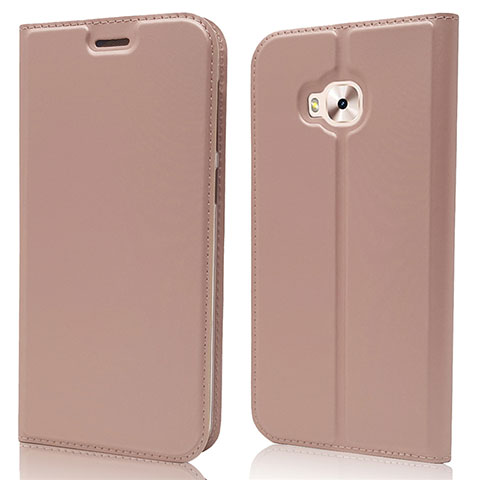 Custodia Portafoglio In Pelle Cover con Supporto L02 per Asus Zenfone 4 Selfie Pro Oro Rosa