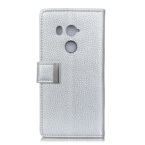 Custodia Portafoglio In Pelle Cover con Supporto L02 per HTC U11 Eyes Argento