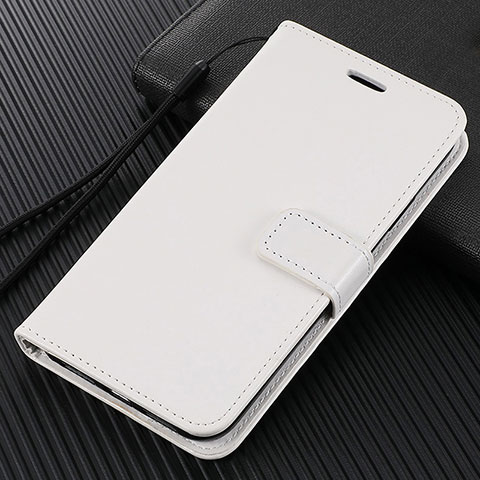 Custodia Portafoglio In Pelle Cover con Supporto L02 per Huawei Enjoy 10e Bianco