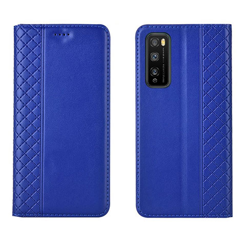 Custodia Portafoglio In Pelle Cover con Supporto L02 per Huawei Enjoy Z 5G Blu
