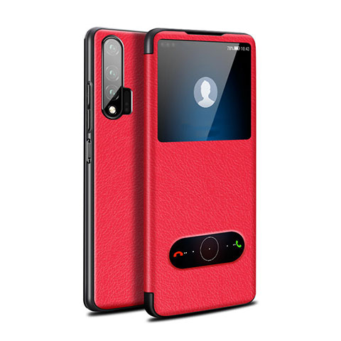 Custodia Portafoglio In Pelle Cover con Supporto L02 per Huawei Nova 6 Rosso