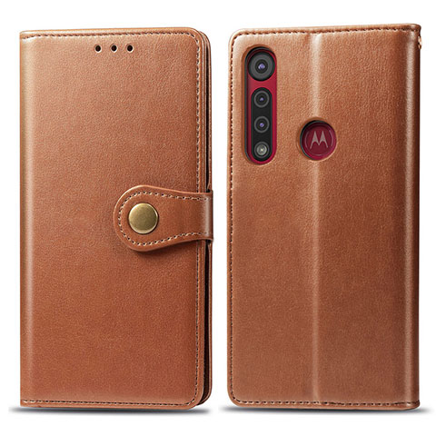 Custodia Portafoglio In Pelle Cover con Supporto L02 per Motorola Moto G8 Play Arancione