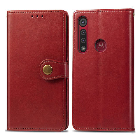 Custodia Portafoglio In Pelle Cover con Supporto L02 per Motorola Moto G8 Play Rosso