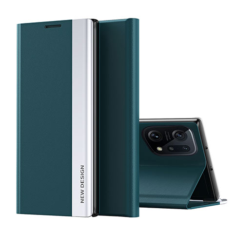 Custodia Portafoglio In Pelle Cover con Supporto L02 per Oppo Find X5 5G Verde