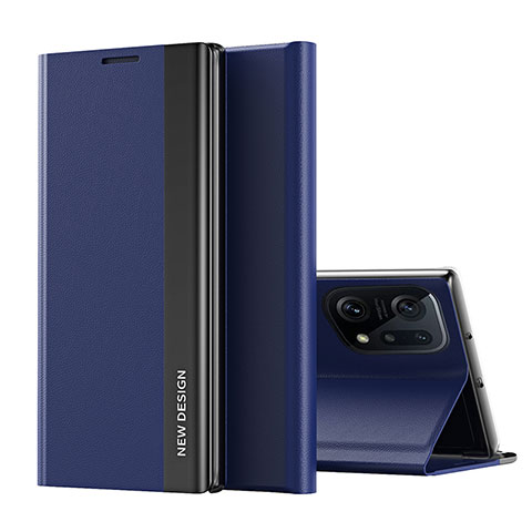 Custodia Portafoglio In Pelle Cover con Supporto L02 per Oppo Find X5 Pro 5G Blu