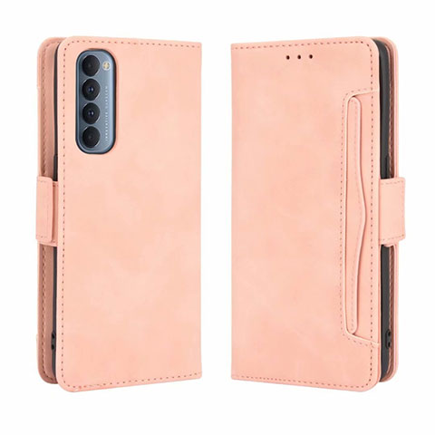 Custodia Portafoglio In Pelle Cover con Supporto L02 per Oppo Reno4 Pro 4G Rosa