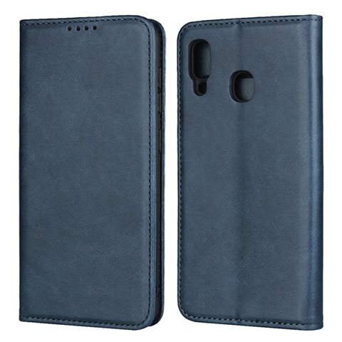 Custodia Portafoglio In Pelle Cover con Supporto L02 per Samsung Galaxy A30 Blu