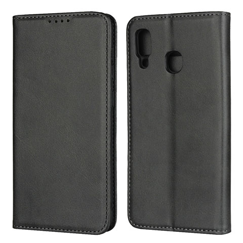 Custodia Portafoglio In Pelle Cover con Supporto L02 per Samsung Galaxy A30 Nero