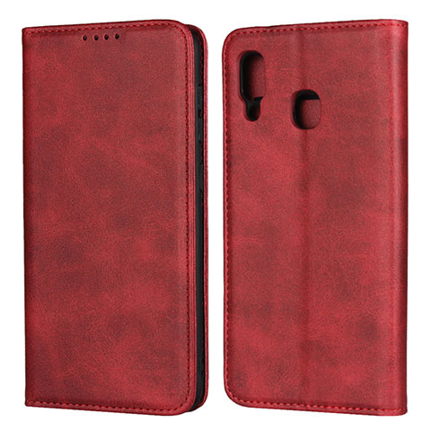 Custodia Portafoglio In Pelle Cover con Supporto L02 per Samsung Galaxy A30 Rosso