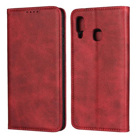 Custodia Portafoglio In Pelle Cover con Supporto L02 per Samsung Galaxy M10S Rosso