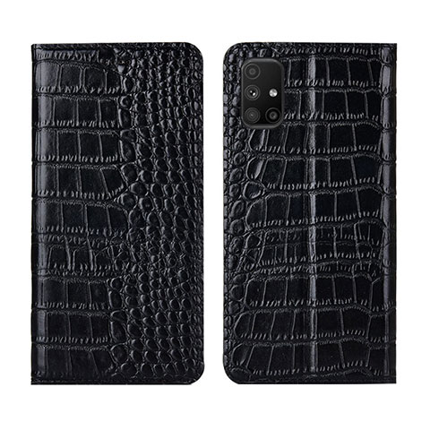 Custodia Portafoglio In Pelle Cover con Supporto L02 per Samsung Galaxy M51 Nero