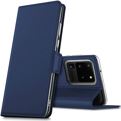 Custodia Portafoglio In Pelle Cover con Supporto L02 per Samsung Galaxy S20 Ultra 5G Blu