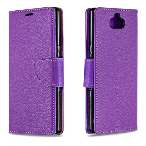 Custodia Portafoglio In Pelle Cover con Supporto L02 per Sony Xperia 10 Plus Viola