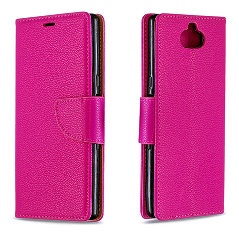 Custodia Portafoglio In Pelle Cover con Supporto L02 per Sony Xperia 10 Rosso