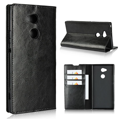 Custodia Portafoglio In Pelle Cover con Supporto L02 per Sony Xperia XA2 Ultra Nero