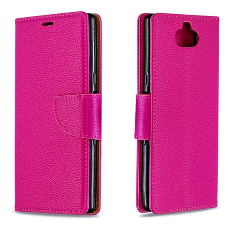 Custodia Portafoglio In Pelle Cover con Supporto L02 per Sony Xperia XA3 Rosso