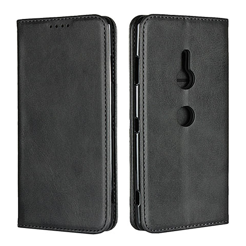 Custodia Portafoglio In Pelle Cover con Supporto L02 per Sony Xperia XZ3 Nero