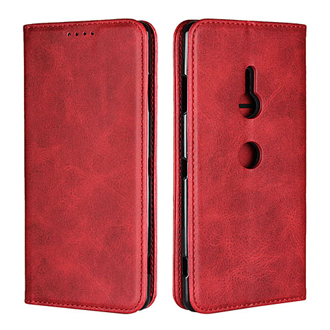 Custodia Portafoglio In Pelle Cover con Supporto L02 per Sony Xperia XZ3 Rosso