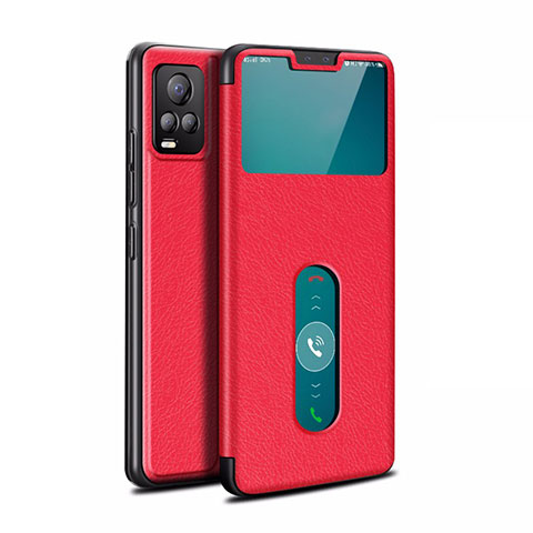 Custodia Portafoglio In Pelle Cover con Supporto L02 per Vivo V20 Pro 5G Rosso