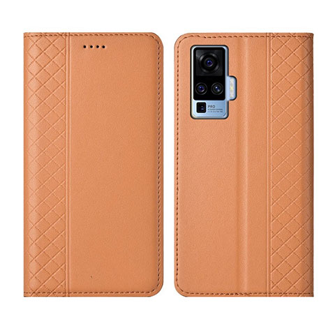 Custodia Portafoglio In Pelle Cover con Supporto L02 per Vivo X51 5G Arancione