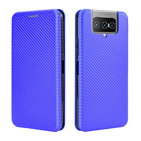 Custodia Portafoglio In Pelle Cover con Supporto L02Z per Asus Zenfone 7 Pro ZS671KS Blu