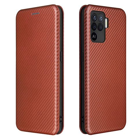 Custodia Portafoglio In Pelle Cover con Supporto L02Z per Oppo F19 Pro Marrone