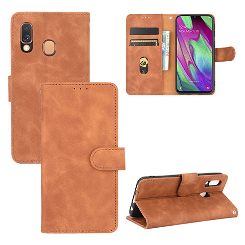 Custodia Portafoglio In Pelle Cover con Supporto L02Z per Samsung Galaxy A40 Marrone