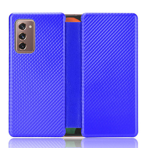 Custodia Portafoglio In Pelle Cover con Supporto L02Z per Samsung Galaxy Z Fold2 5G Blu