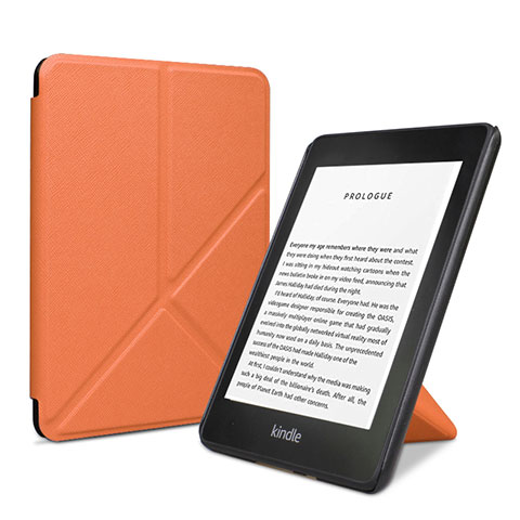 Custodia Portafoglio In Pelle Cover con Supporto L03 per Amazon Kindle 6 inch Arancione