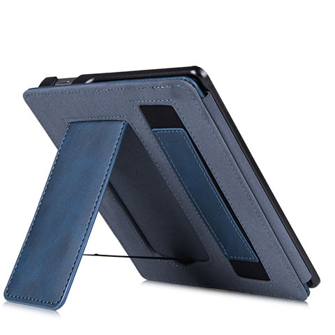 Custodia Portafoglio In Pelle Cover con Supporto L03 per Amazon Kindle Oasis 7 inch Blu