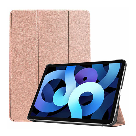 Custodia Portafoglio In Pelle Cover con Supporto L03 per Apple iPad Air 4 10.9 (2020) Oro Rosa