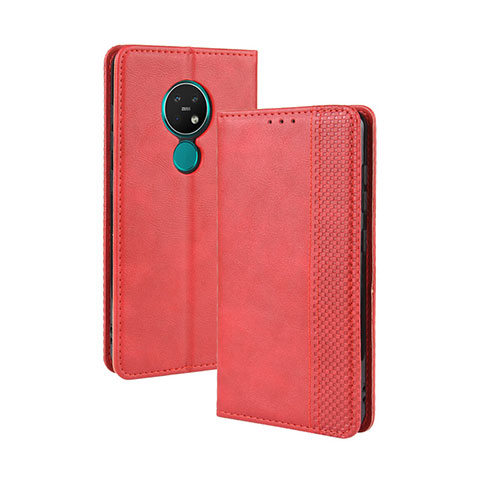 Custodia Portafoglio In Pelle Cover con Supporto L03 per Nokia 7.2 Rosso