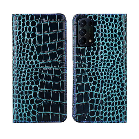 Custodia Portafoglio In Pelle Cover con Supporto L03 per Oppo Reno5 5G Blu