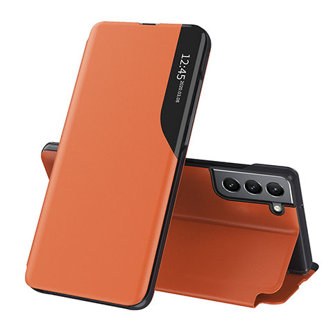 Custodia Portafoglio In Pelle Cover con Supporto L03 per Samsung Galaxy S21 5G Arancione
