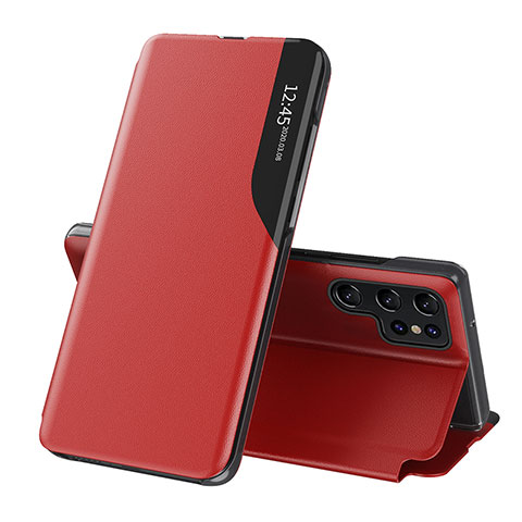 Custodia Portafoglio In Pelle Cover con Supporto L03 per Samsung Galaxy S21 Ultra 5G Rosso